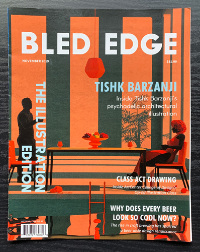 Designed magazine for art-lovers called “Bled Edge” with a cover and inside spread