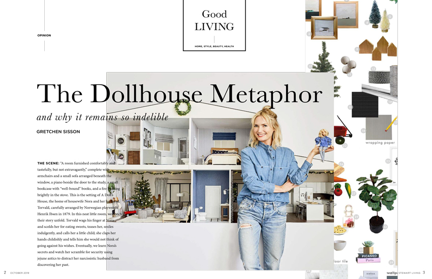 Magazine spread designed in the style of Marth Stewart Living magazine with the headline, “The Dollhouse Metaphor”